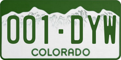CO license plate 001DYW