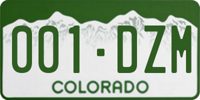 CO license plate 001DZM
