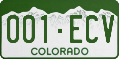 CO license plate 001ECV