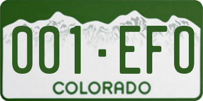 CO license plate 001EFO