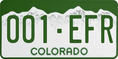 CO license plate 001EFR