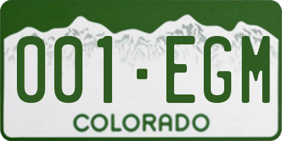 CO license plate 001EGM