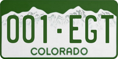 CO license plate 001EGT