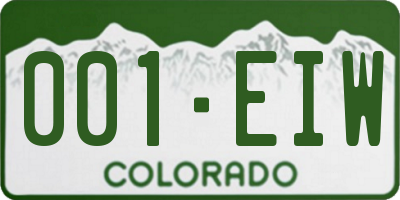 CO license plate 001EIW