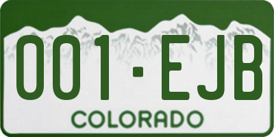 CO license plate 001EJB