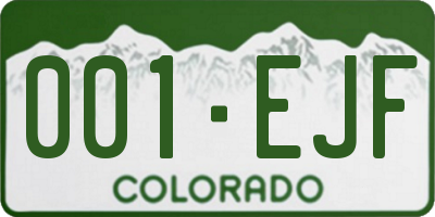 CO license plate 001EJF