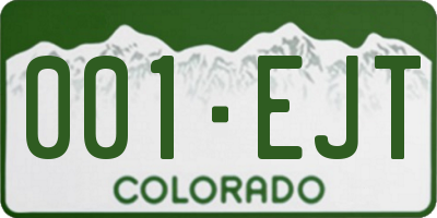 CO license plate 001EJT