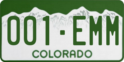 CO license plate 001EMM