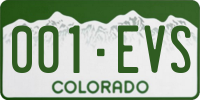 CO license plate 001EVS