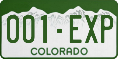CO license plate 001EXP