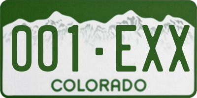 CO license plate 001EXX