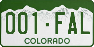 CO license plate 001FAL