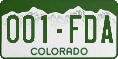 CO license plate 001FDA