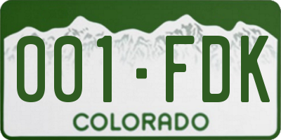 CO license plate 001FDK