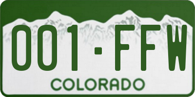 CO license plate 001FFW