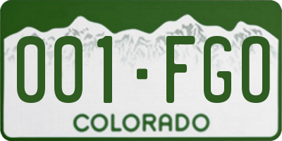 CO license plate 001FGO