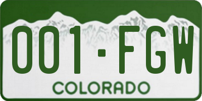 CO license plate 001FGW