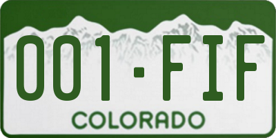 CO license plate 001FIF