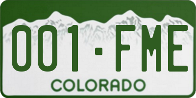 CO license plate 001FME