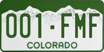 CO license plate 001FMF