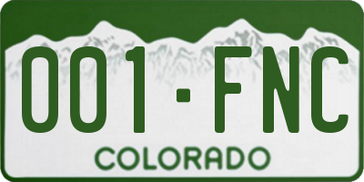 CO license plate 001FNC