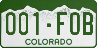 CO license plate 001FOB