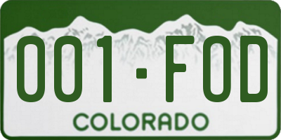 CO license plate 001FOD