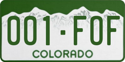 CO license plate 001FOF