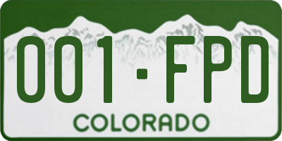 CO license plate 001FPD