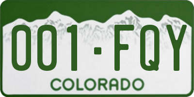 CO license plate 001FQY