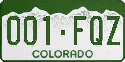 CO license plate 001FQZ