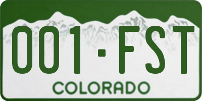 CO license plate 001FST