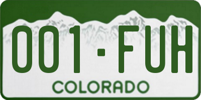 CO license plate 001FUH