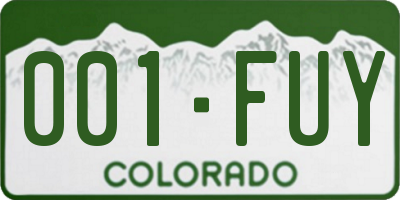 CO license plate 001FUY