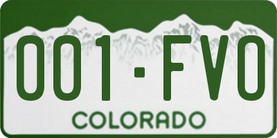 CO license plate 001FVO