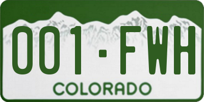 CO license plate 001FWH