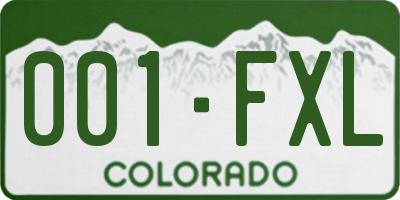 CO license plate 001FXL