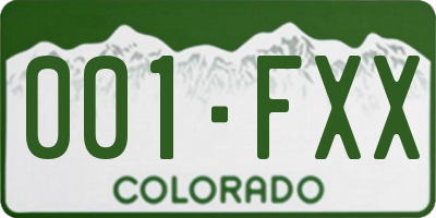 CO license plate 001FXX