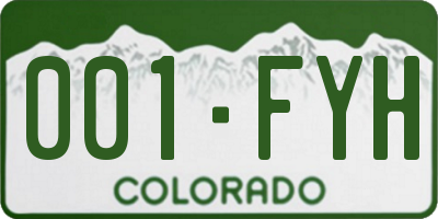 CO license plate 001FYH
