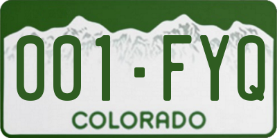 CO license plate 001FYQ