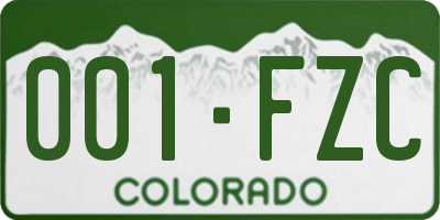 CO license plate 001FZC