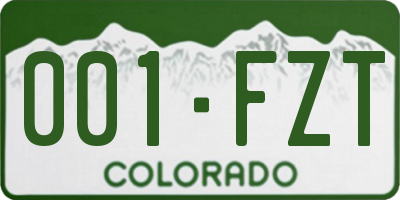 CO license plate 001FZT