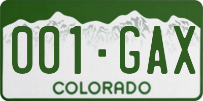 CO license plate 001GAX