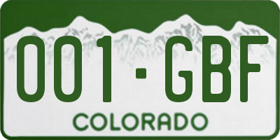CO license plate 001GBF