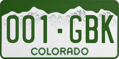 CO license plate 001GBK