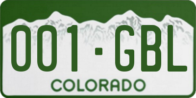 CO license plate 001GBL