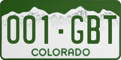 CO license plate 001GBT