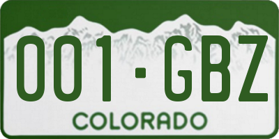CO license plate 001GBZ