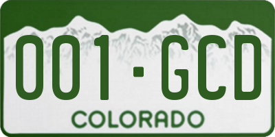 CO license plate 001GCD