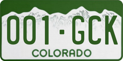 CO license plate 001GCK